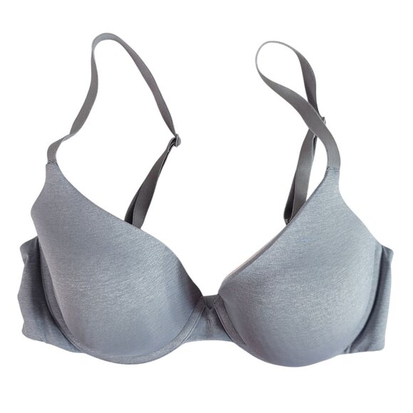 Victoria's Secret Uplift Semi Demi Bra Gray 34D Underwire Adjustable Seamless - Picture 1 of 9